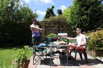 Jack and his brother in the garden