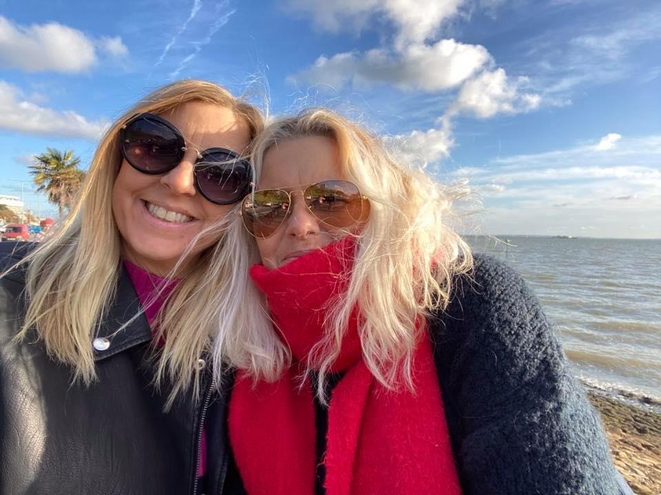 Photo of sisters Claire and Jenny at the beach