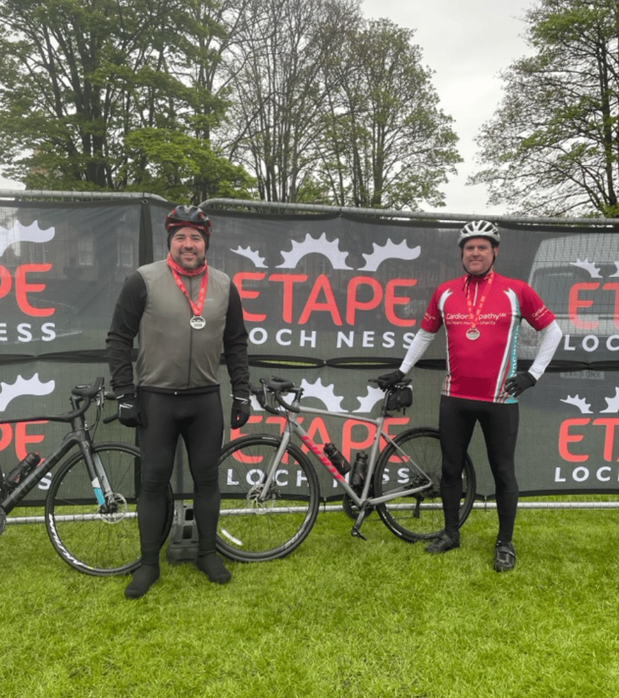 Keith after completing the Loch Ness Etape event in memory of Mark.