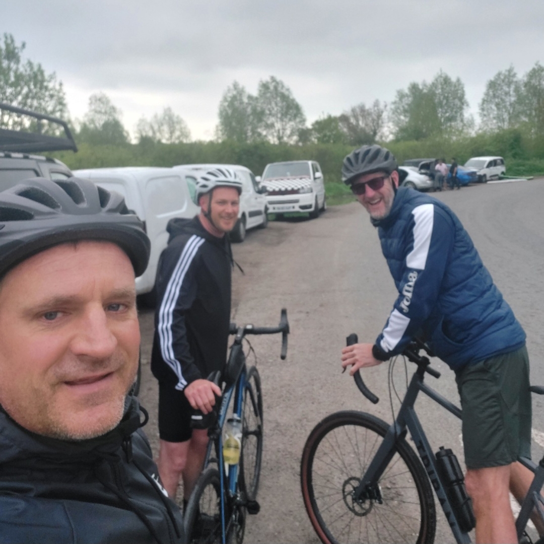 John cycling with friends before his cardiomyopathy diagnosis
