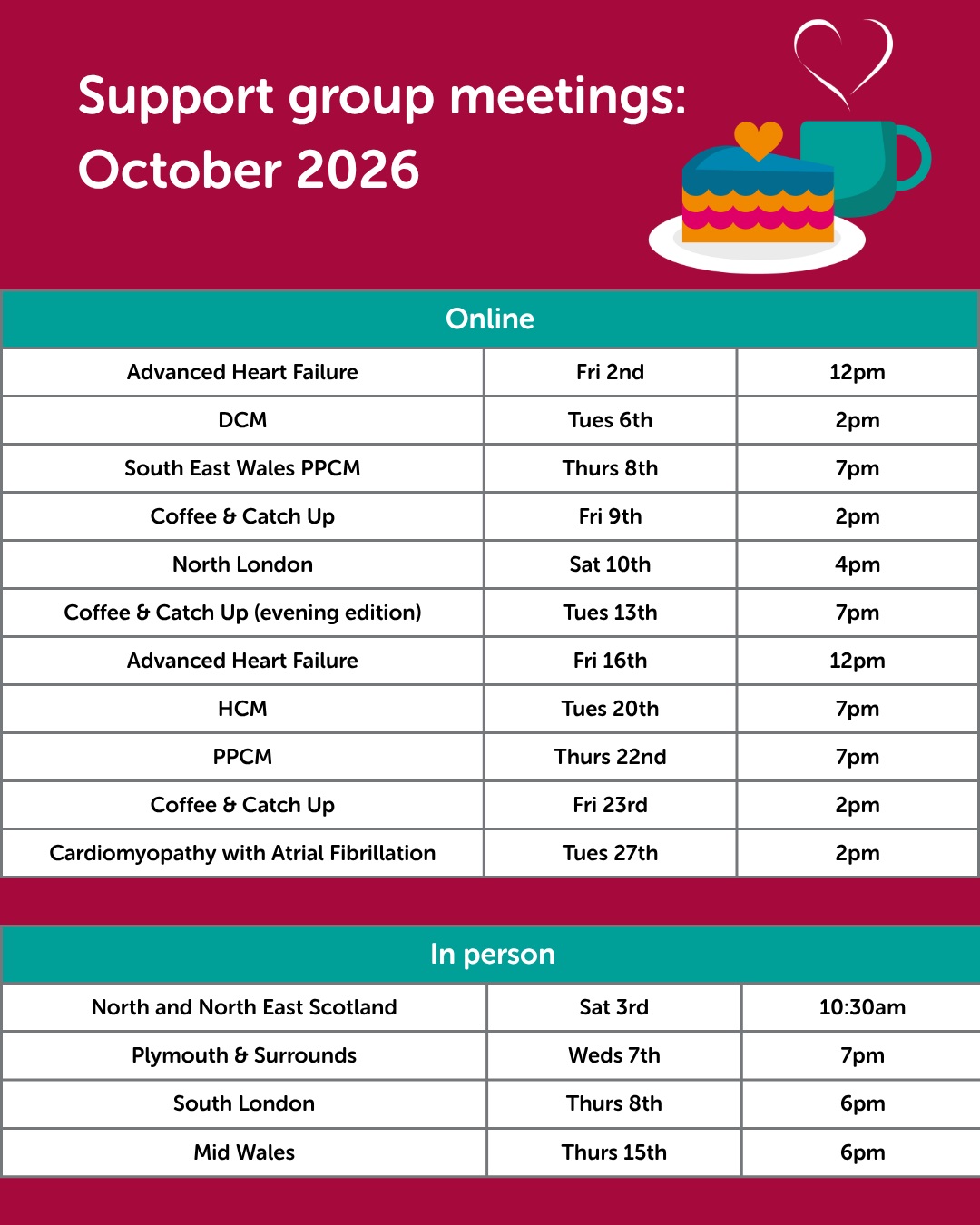 List of October meetings
