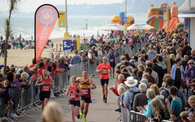 Bournemouth marathon runner approaches finish line