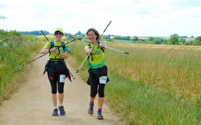 Two women walking