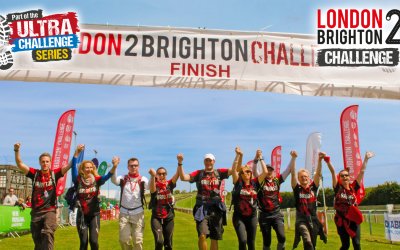 Group of walkers cross the finish line